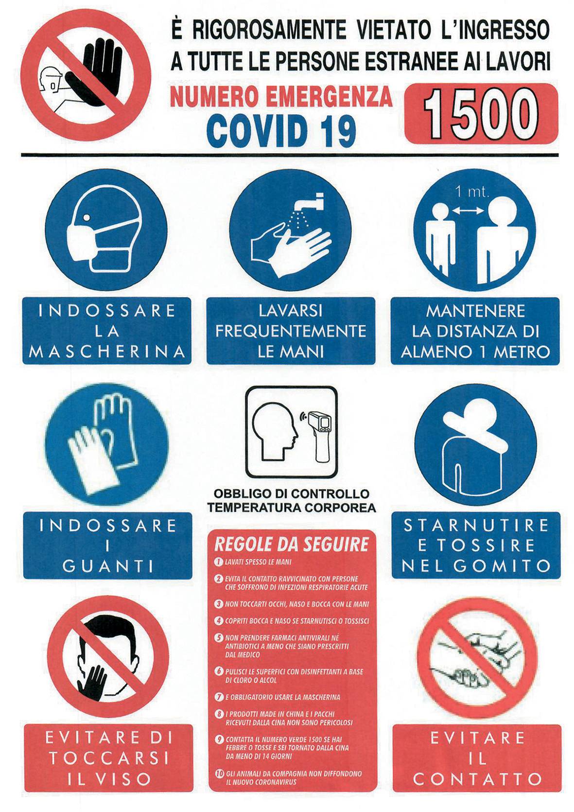 CARTELLO PER CANTIERE COVID-19