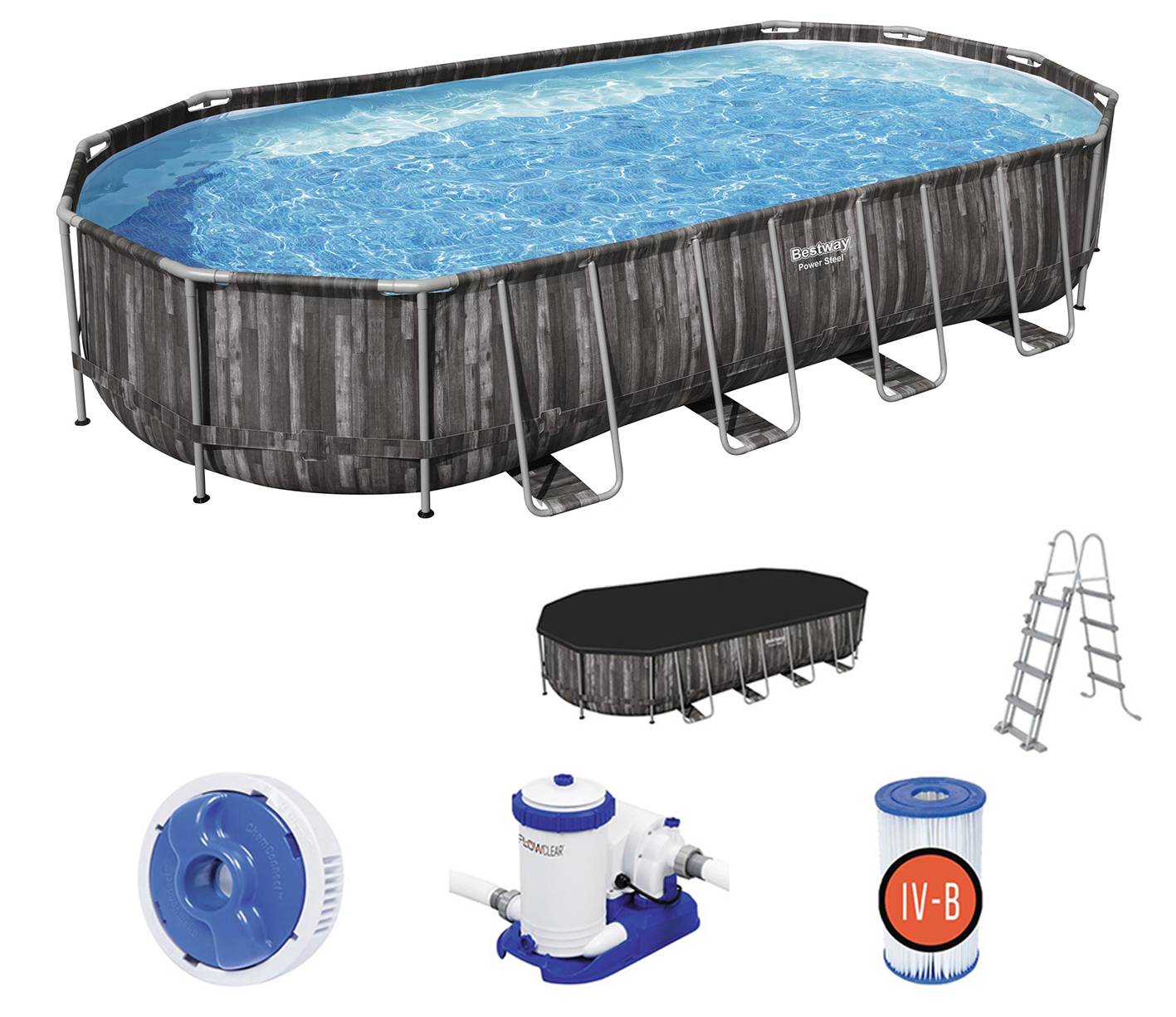 PISCINA OVALE POWER STEEL LEGNO