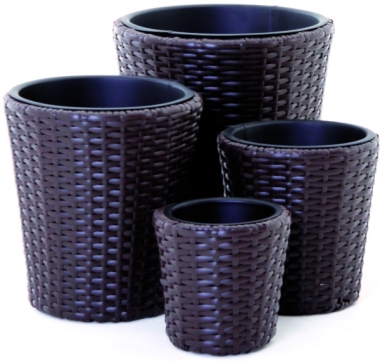 SET 4 VASI POLYRATTAN RAPIS *PAPILLON*