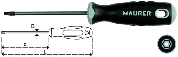 CACCIAVITE TORX CON FORO *MAURER PLUS*