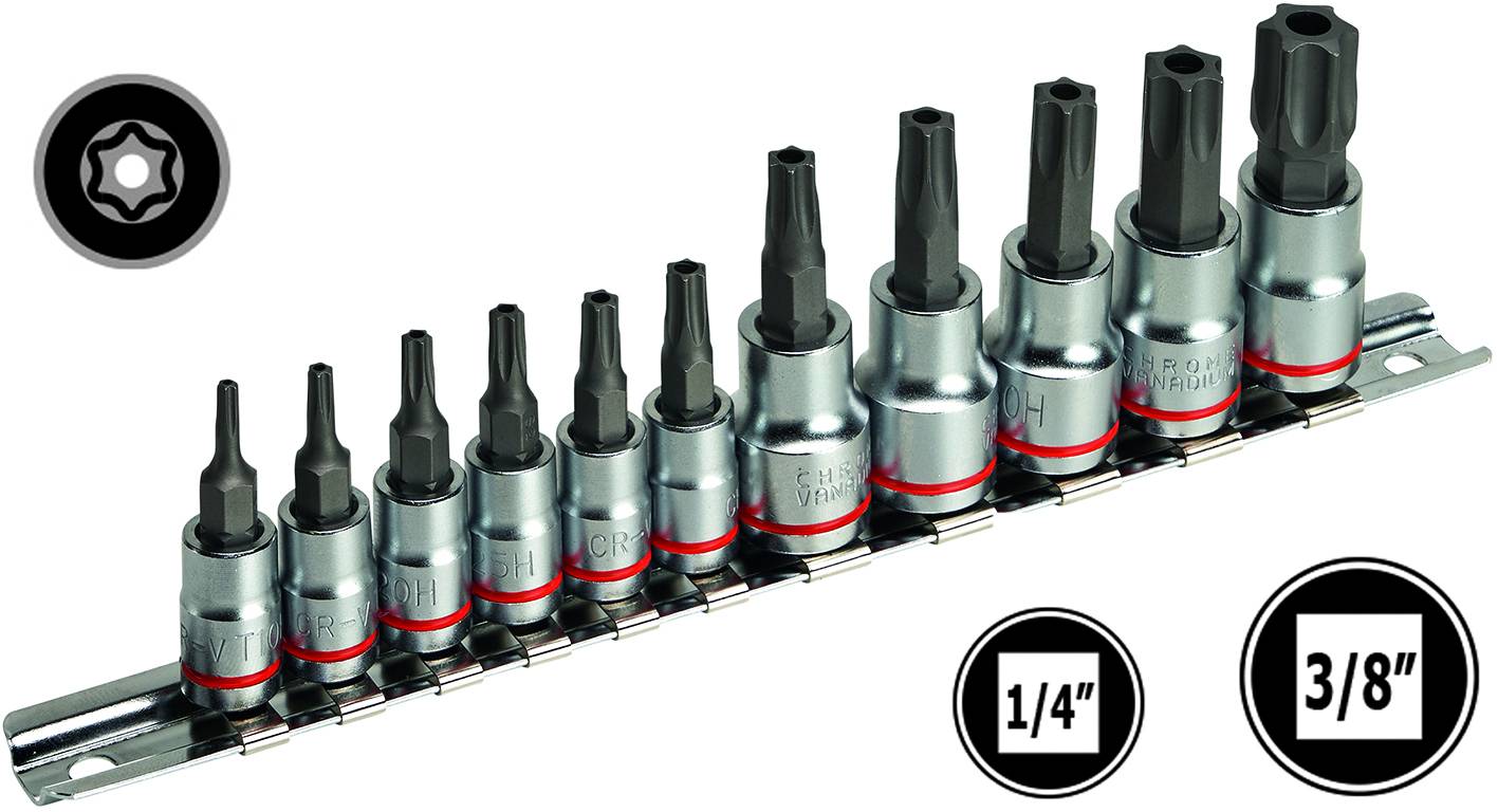 SET INSERTI A BUSSOLA TORX CON FORO