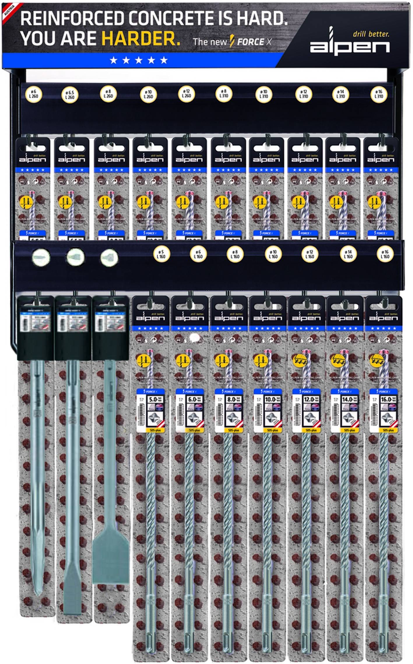 ESPOSITORE PUNTE FORCEX CON SDS PLUS