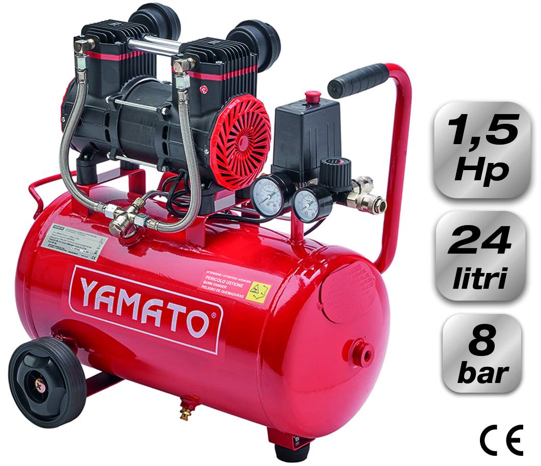COMPRESSORE CARRELLATO 24 LITRI OILLESS