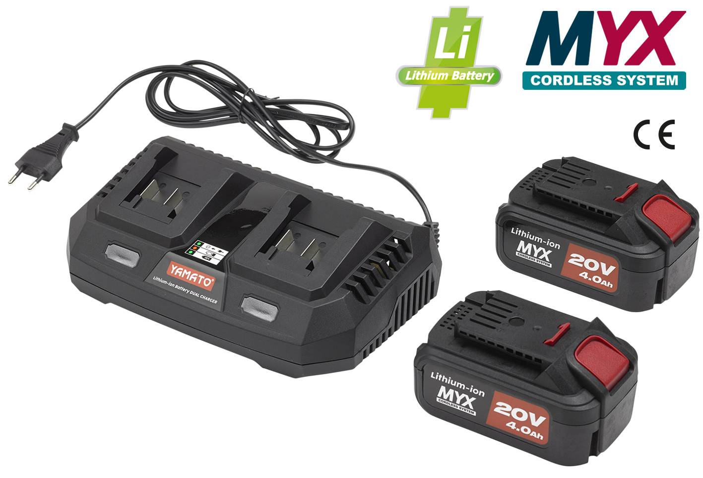 KIT CARICABATTERIA + 2 BATTERIE MYX