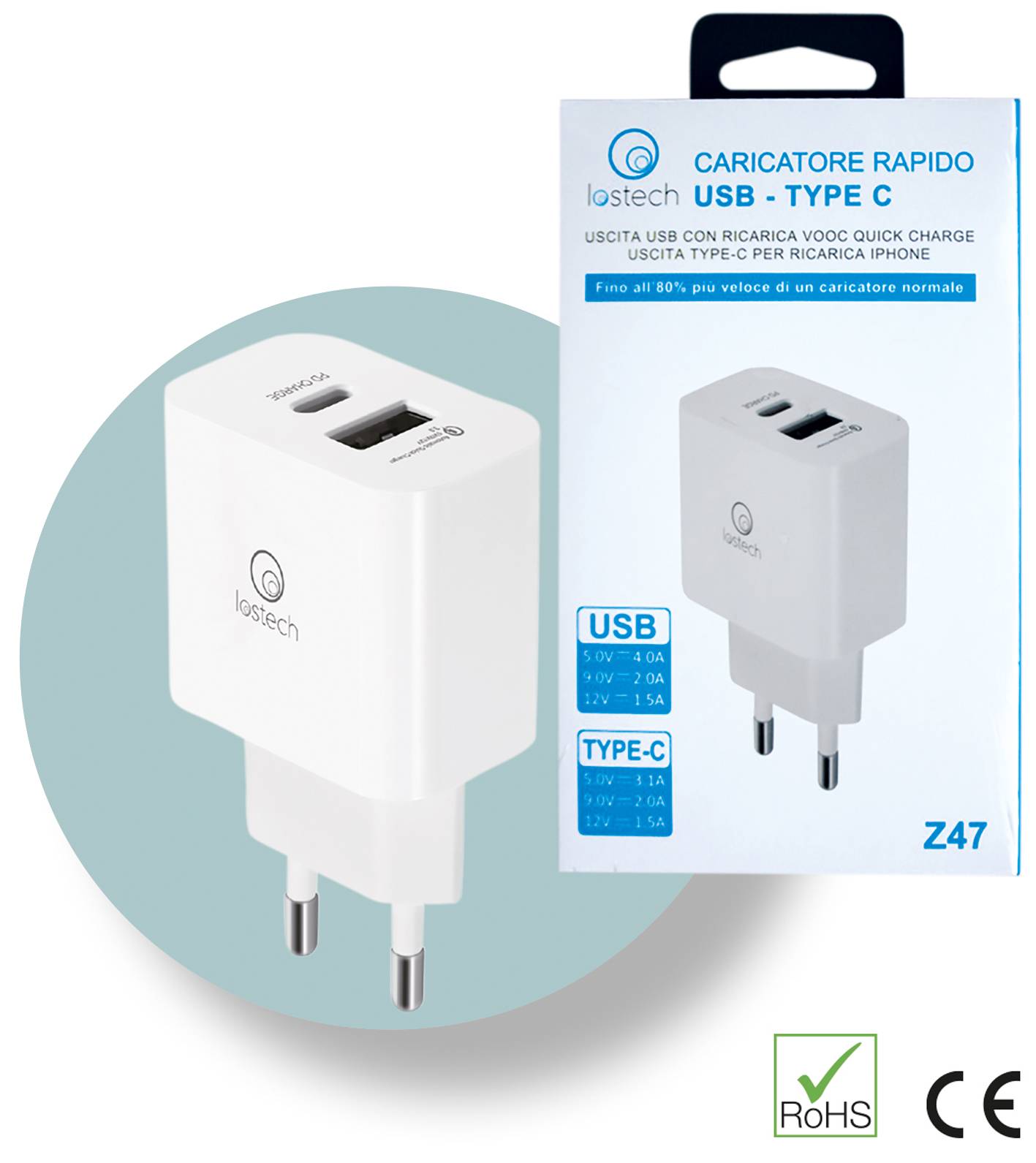 CARICATORE RAPIDO USB/USB-C