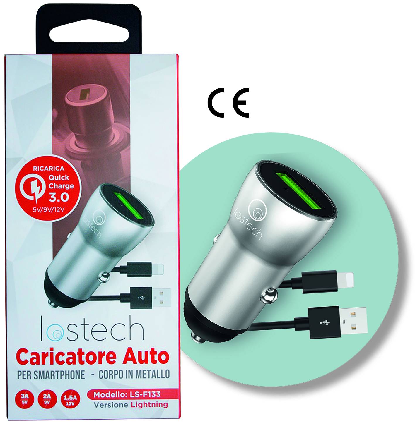 CARICATORE AUTO USB - LIGHTNING
