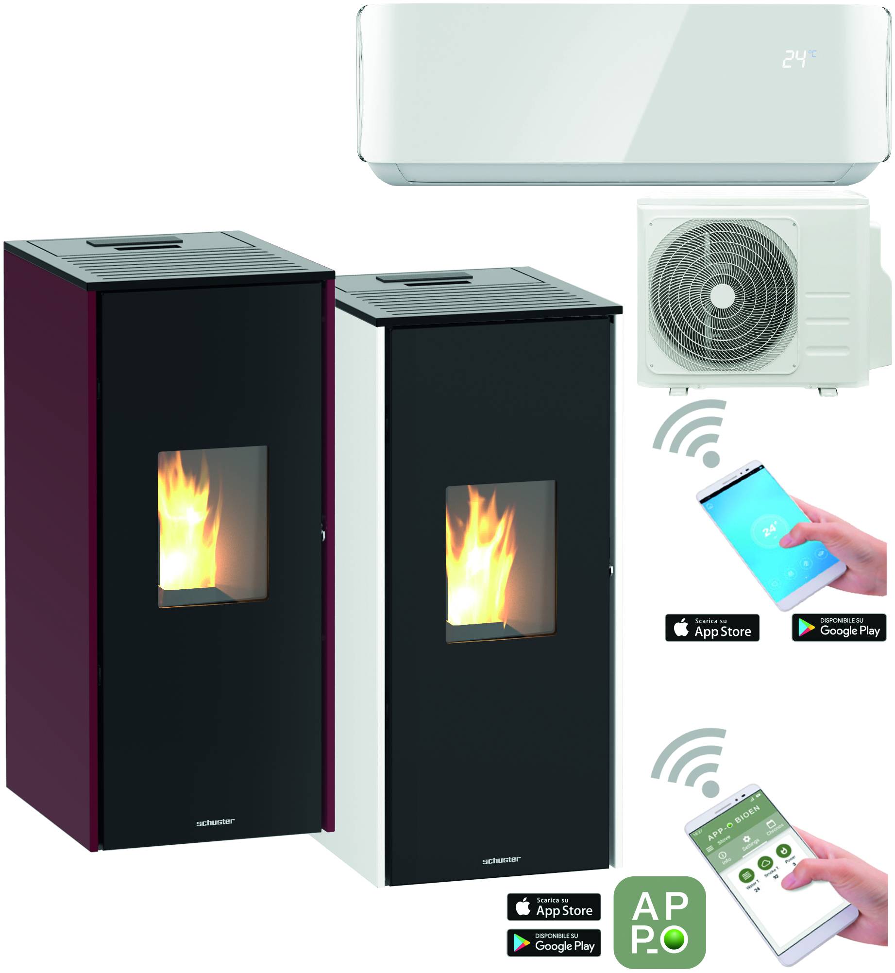 STUFA PELLET VENTILATA + CLIMATIZZATORE
